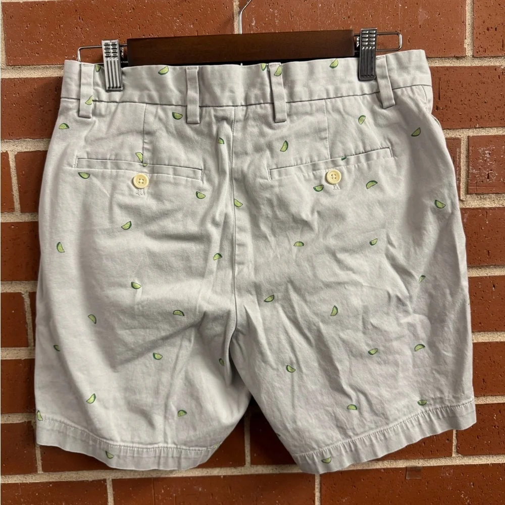Banana Republic Aiden Shorts Lime Print Size 30 Gray Embroidered